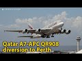 Qatar Airways A7 APC QR908 Doha To Sydney Medical Diversion To Perth Airport On January 22 2023