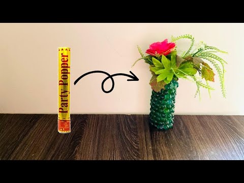 Flower Vase Making With Waste Party Popper and Marbles By Artist Eman