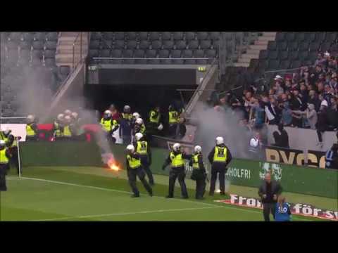 Troubles: AIK - Djurgården 27.08.2017 ...second half delayed by 10 minutes.
