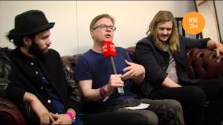 Cormac Battle talks to The Temper Trap backstage at Phoenix Park 2012