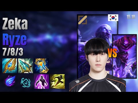 Zeka Mid Ryze vs Malzahar lol KR solo rank Full Game 15.18 | 제카 라이즈 vs 말자하
