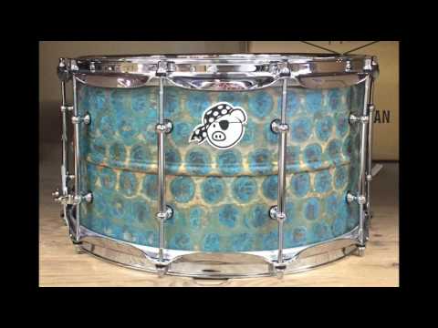 Pork Pie Percussion USA Custom Aged Brass Patina Snare Drum - 8x14