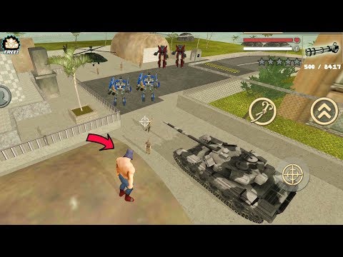 Rope Hero: Vice Town - (Car Robot Capture Army Tank & Helicopter) Rope Hero Predator Fight Car Robot