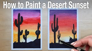 Easy Desert Sunset with Watercolor Markers: Step-by-Step Painting Tutorial