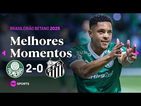 VITOR ROQUE CRAVOU DUAS VEZES E COLOCOU O SANTOS NA ZONA! PALMEIRAS 2X0 SANTOS - MELHORES MOMENTOS