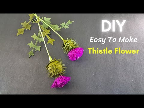 How  to make Thistle l How to make Crepe Paper Flower l Crepe paper Thistle #poushcraftingstudio
