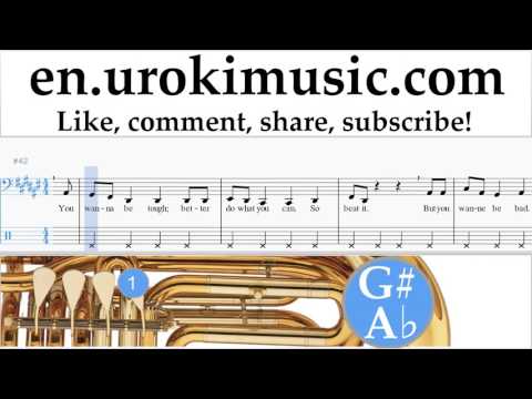 Tuba lessons Michael Jackson - Beat It Sheet Music Tutorial Part#2 um-i352