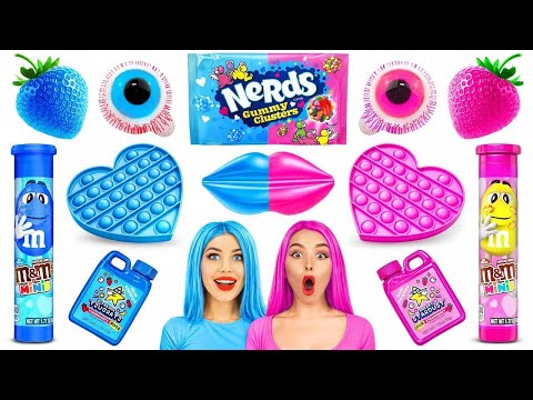 Comida Azul Vs Comida Rosa | Comer Apenas Uma Cor de Comida 24 HRS por RATATA POWER