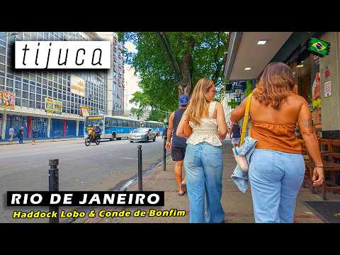 Walking in TIJUCA — Haddock Lobo & Conde de Bonfim Streets — RIO DE JANEIRO, Brazil 【 4K UHD 】 2025