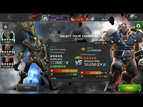MCOC AW Plat. Warlock vs node 23 Apocalypse (3 charges)