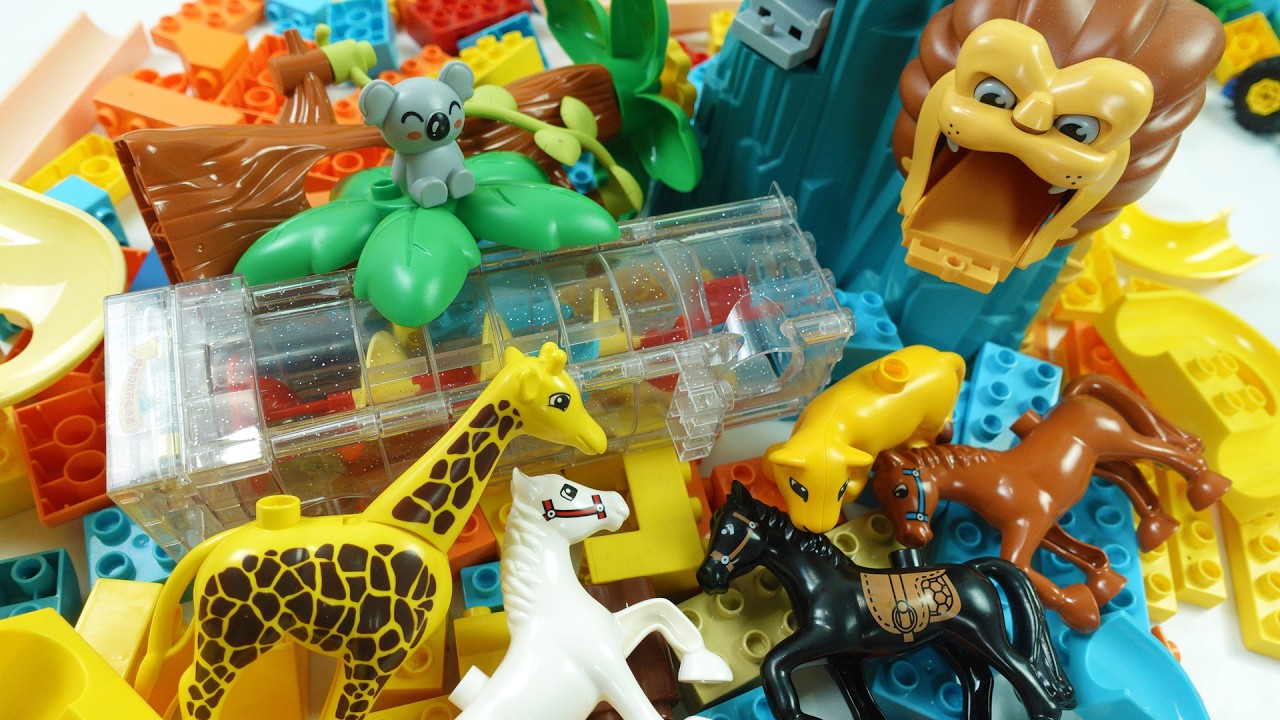 Satisfying Building Blocks Marble Run ASMR Roller Coaster Lion tunnel course