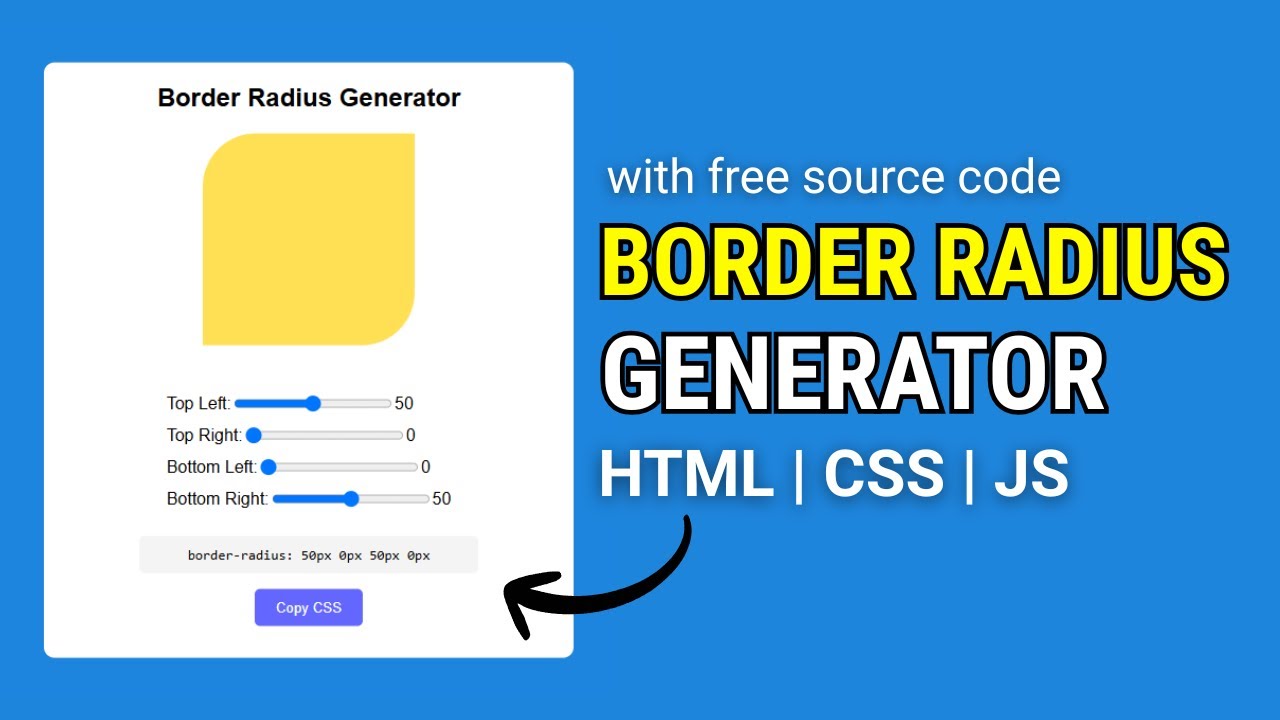 Build a Border Radius Generator with HTML CSS JavaScript | Copy Live CSS Code!