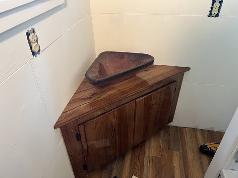 DIY carving a sink bowl from a piece of old wood boat keel for the tiny house camp camper thing.