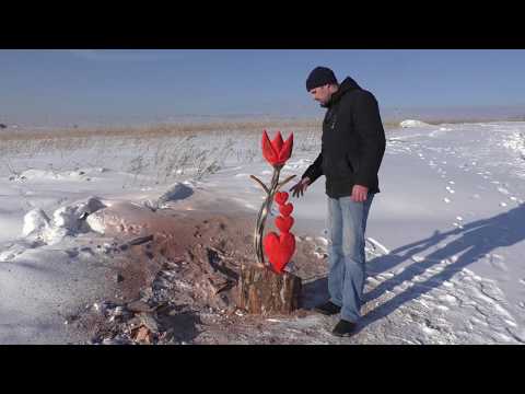 Валентинка-цветок, пилим из горбыля бензопилой