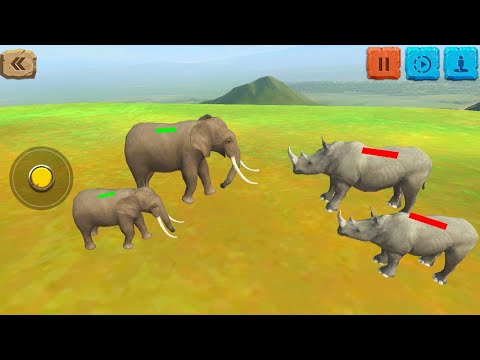 Elephant + Baby Elephant vs Rhino + Baby Rhino Fight Scene - Animal Revolt battle Simulator🔥😱