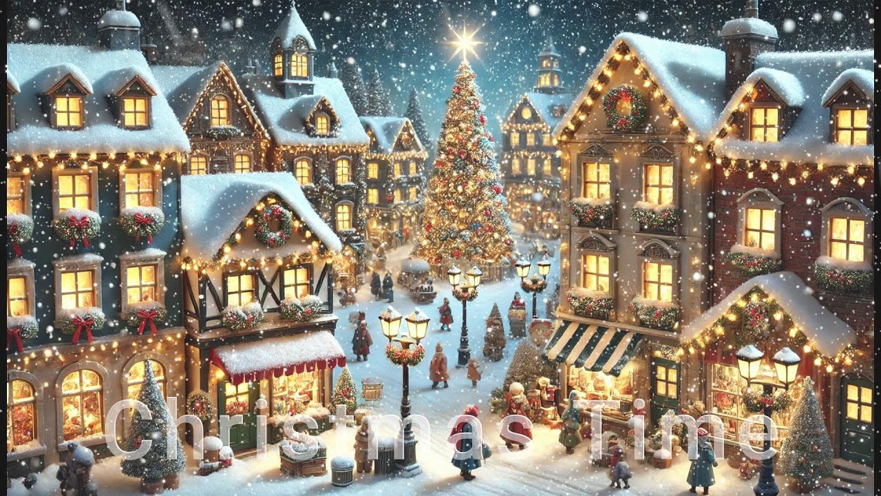 🎄 🎄Christmas Holiday Music | Snowy Christmas Village Ambience 🎶