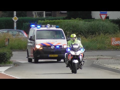 Prio 1 Politie Motor en DHV met spoed naar een melding in Nijmegen