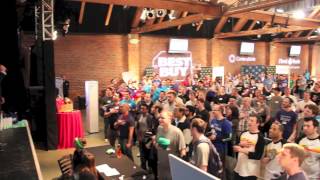 Peter Hamilton sings national anthem at GeekWire Bash 2015