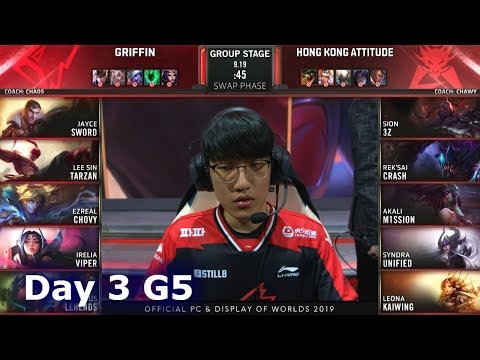 GRF vs HKA | Day 3 S9 LoL Worlds 2019 Group Stage | Griffin vs HK Attitude