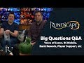 RuneScape Big Questions Q&A - Voice of Seren, RS Mobile, Bank Rework, Player Support, etc