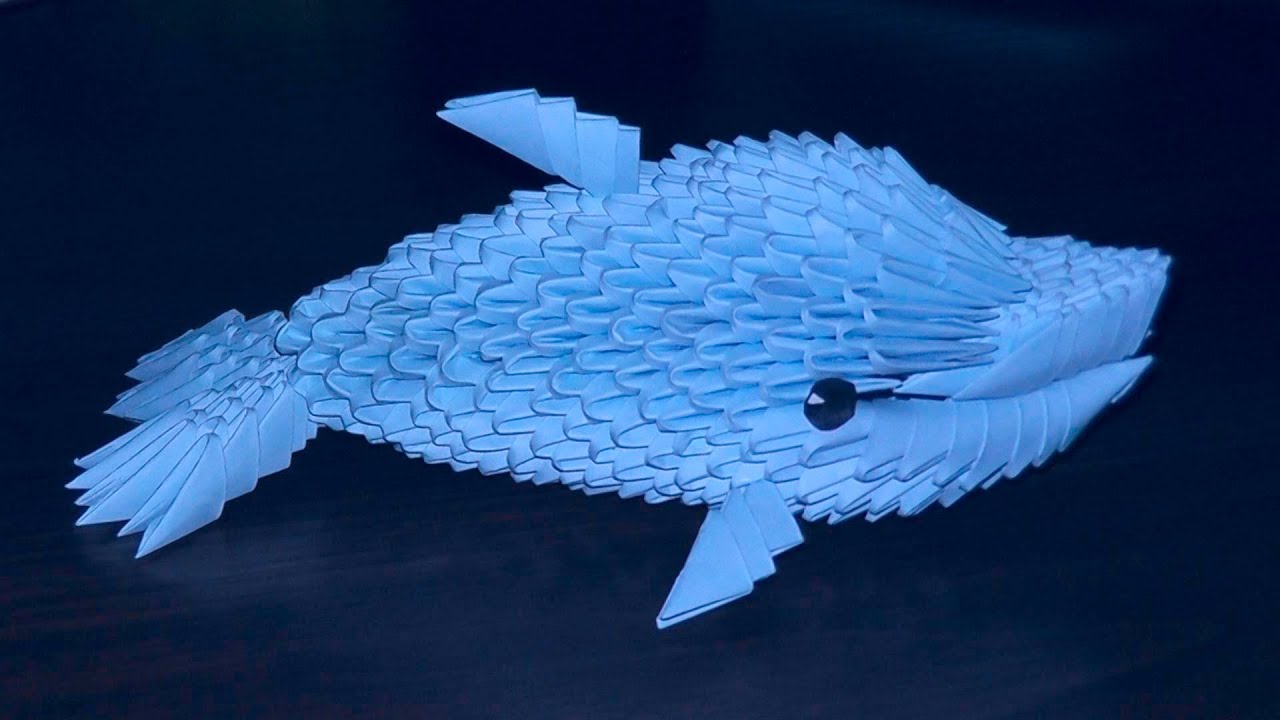 How to make a paper dolphin. 3D origami tutorial (instruction)