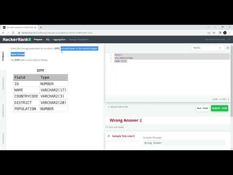 Average Population Hackerrank Sql