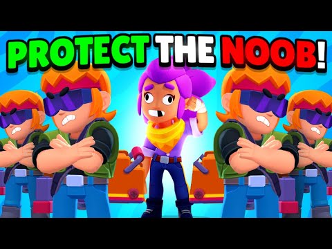 Brawl Stars, but if the NOOB Dies we lose the game! (Protect the Noob!)