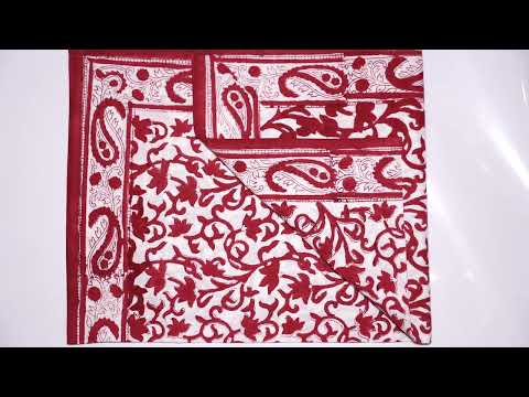 Red Cotton Hand Block Printed Table Napkin / Serviette