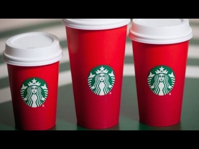 הגיית וידאו של Starbucks holiday cups בשנת אנגלית