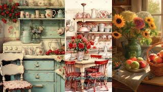 SHABBY CHIC rustic red cottagecore kitchen clip art decor ideas |a day for red flowers,kitchen ideas