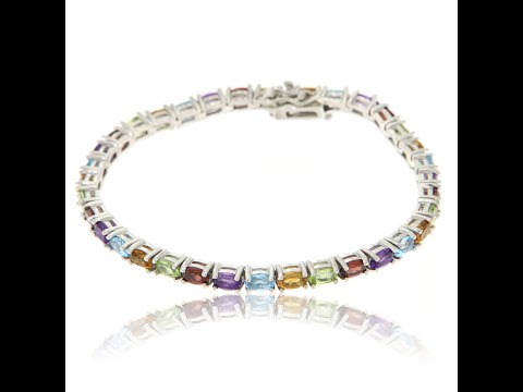 Bratara tennis Argint 925 Placat cu Rodiu Multistone Peridot Citrin Granat Ametist Topaz - Simfonia Culorilor