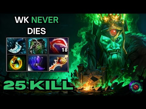 Wraith King 25 Kills 0 Deaths-Immortal Safelane Carry Dominates Dota 2 Ranked Match|Godlike Gameplay