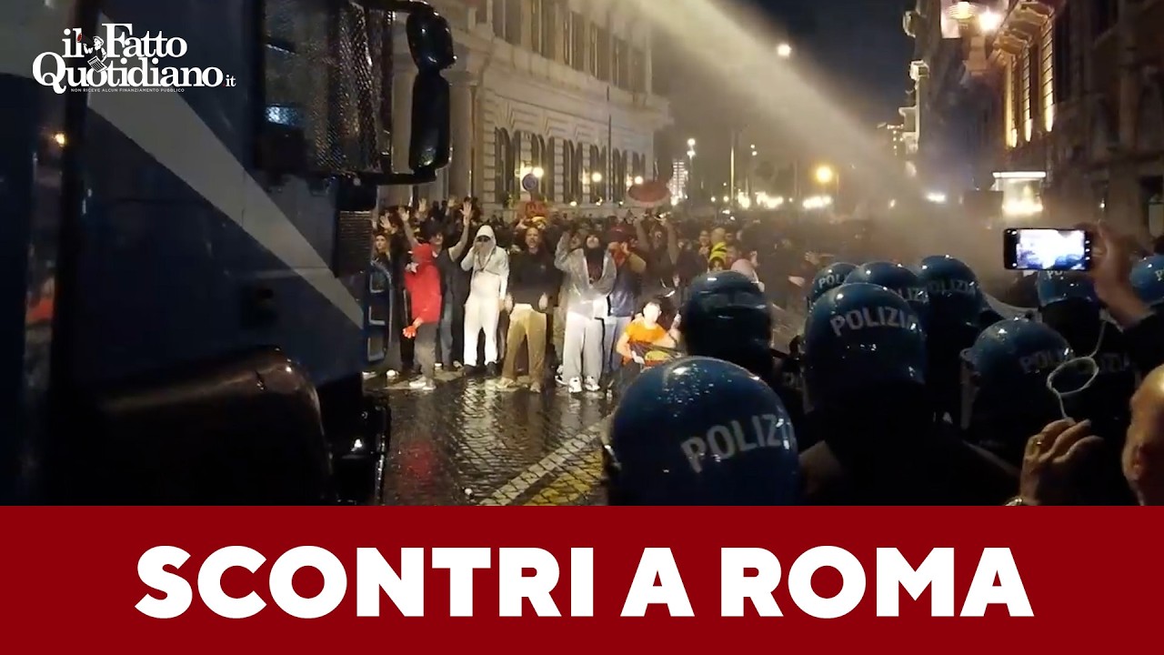 Proteste in Italia. A Roma blitz al Colosseo, poi gli scontri: la polizia usa gli idranti
