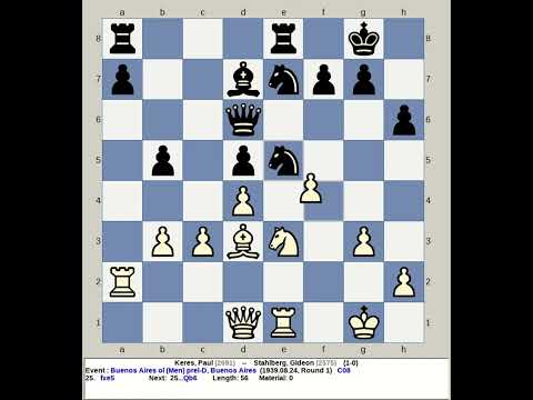 Keres, Paul vs Stahlberg, Gideon | Buenos Aires Chess Olympiad Prel D 1939, Argentina