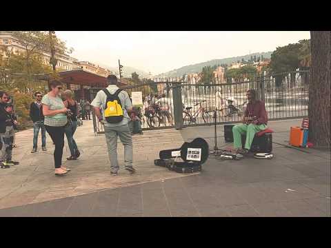 Busking in Nice - Markus K plays 'Blue', 'Jumping Jack Flash', 'In Awe'