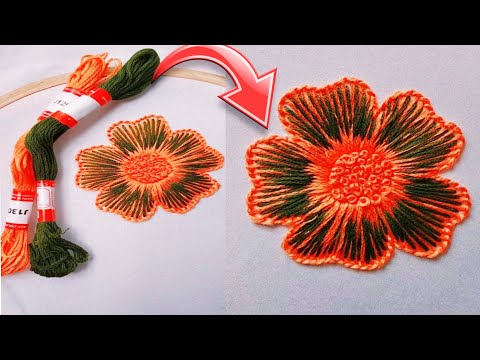Easy hand embroidery flower design | Embroidery work Sewing hack |  DIY flowers