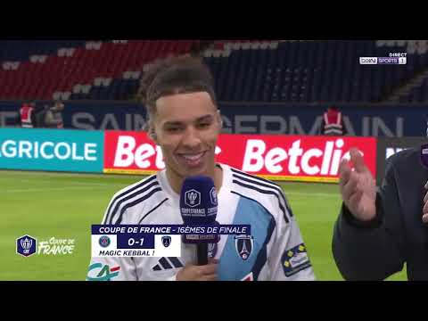 Ilan Kebbal réagit après la victoire du Paris FC sur la pelouse du PSG