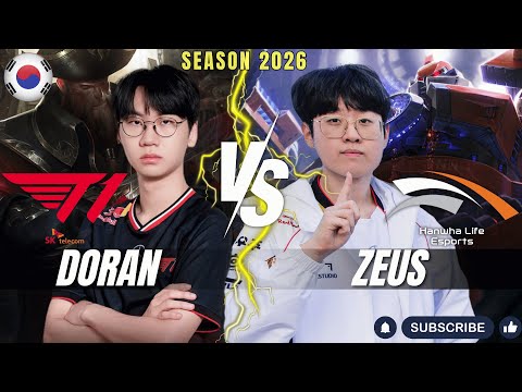 T1 Doran vs HLE Zeus - Doran GANGPLANK vs Zeus SION Top - Patch 26.1 KR Ranked | lolrec