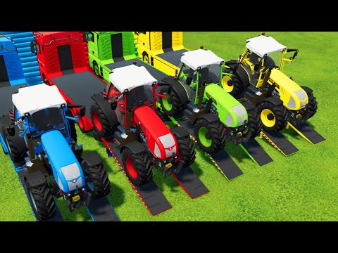 TRANSPORTING RIGITRAC TRACTORS WITH COLORED TRUCKS - Farming Simulator 22