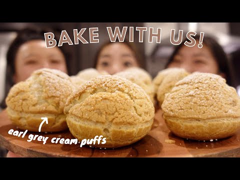 bake with us ~ earl grey cream puffs (choux au craquelin)