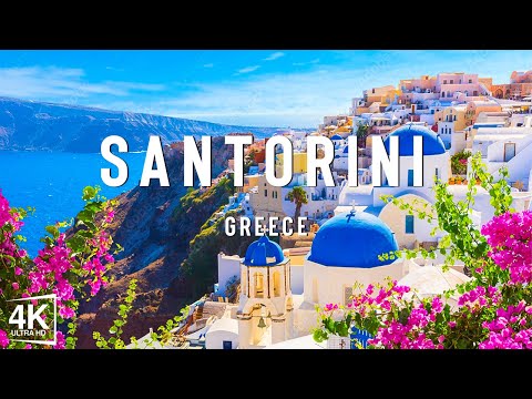 FLYING OVER SANTORINI (4K UHD) - Relaxing Music Along With Beautiful Nature Videos - 4K Video HD