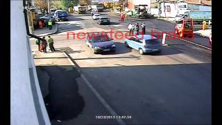 Meanwhile, in Romania: Traffic cop hit by... bull