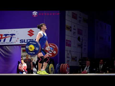 Mariia Vostrikova (75) - 113kg Snatch @ 2017 European Championships