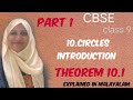 Chapter 10 Circles Introduction & Theorem 10.1 CBSE maths class 9 in Malayalam