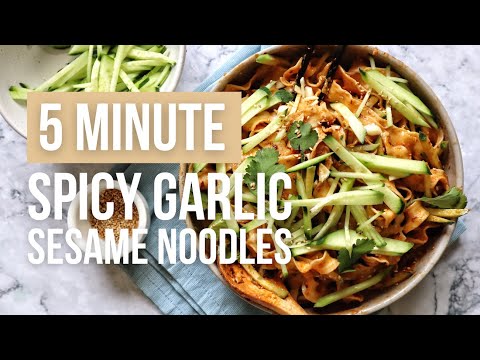 5 Minute Spicy Garlic Sesame Noodles Recipe (Vegan) | How to Cook at Home
