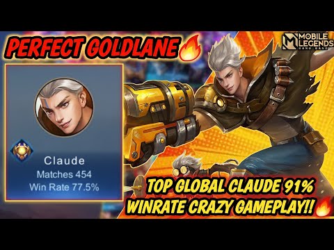 Perfect Goldlane!! Top Global Claude 91% Winrate Crazy Gameplay - Mobile Legends