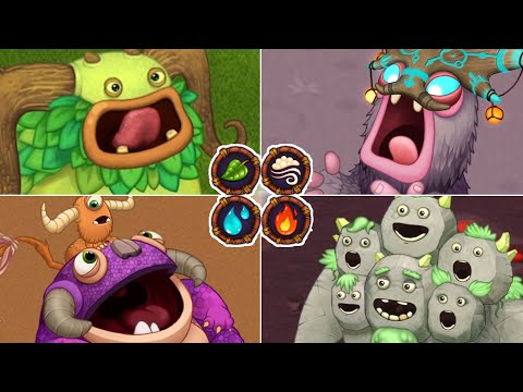 All Quad Element Monsters - All Islands, Sounds & Animations | My Singing Monsters