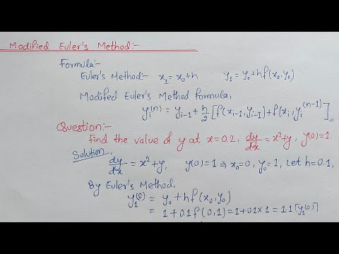 Modified Euler's method || Modified Euler's Method Numerical Methods