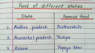 Food of different states of India || Famous food of all states of India in english