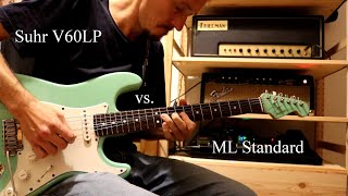 Video thumbnail for Suhr V60LP vs. ML Standard - '95 AM Std. Strat - '66 Blackface Bassman - Suhr Reactive Load, G12M IR by Joe Doblhofer